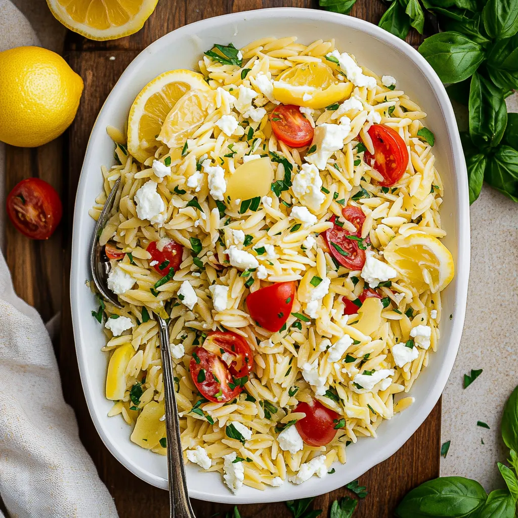 Lemon Feta Orzo Pasta Salad