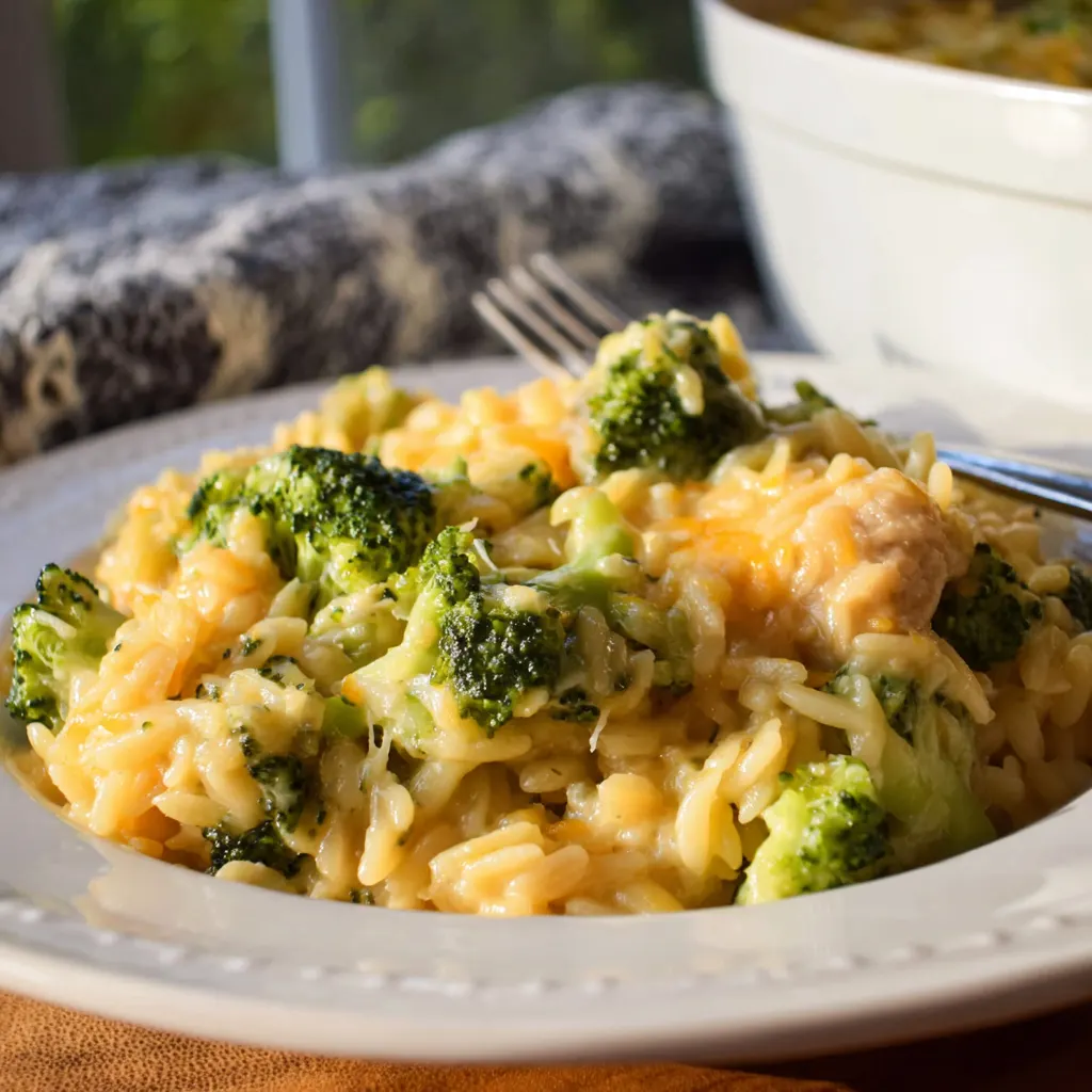 Broccoli Cheese Orzo Casserole
