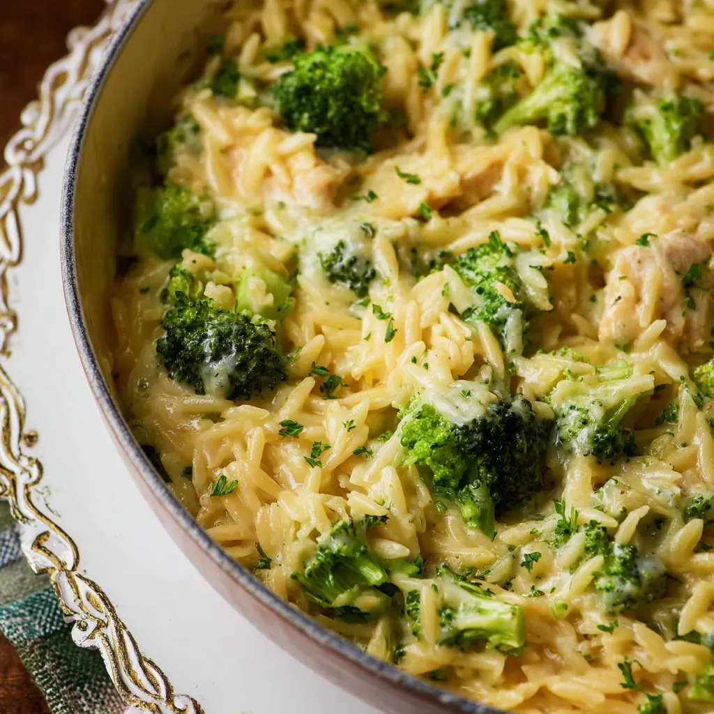 Broccoli Cheese Orzo Chicken