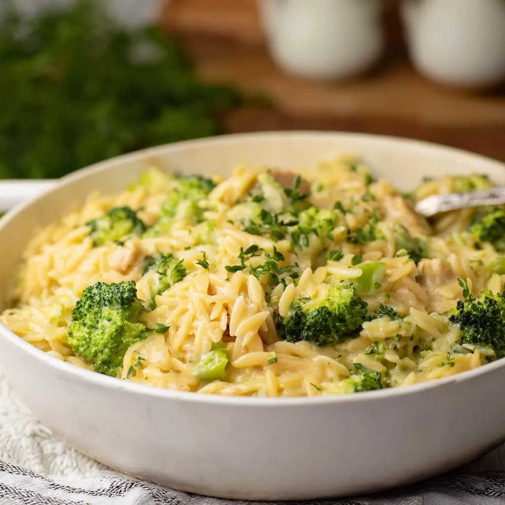 Broccoli Cheese Orzo Soup