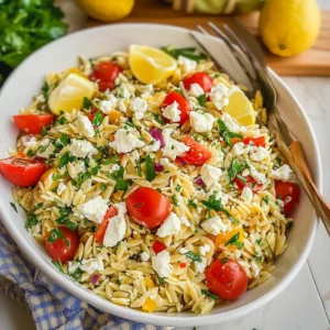 Easy Lemon Orzo Salad with Feta Recipe!