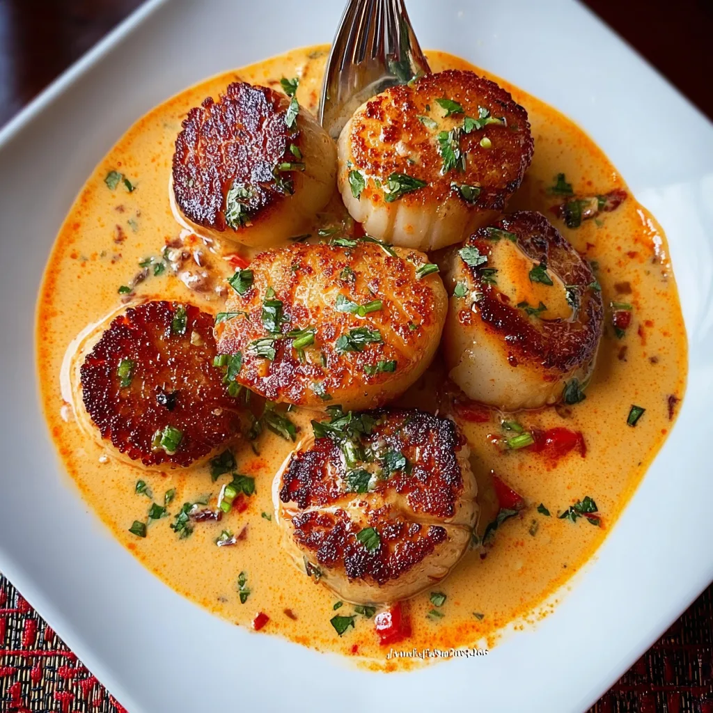 Easy Seared Scallops in Spicy Cajun Cream Sauce