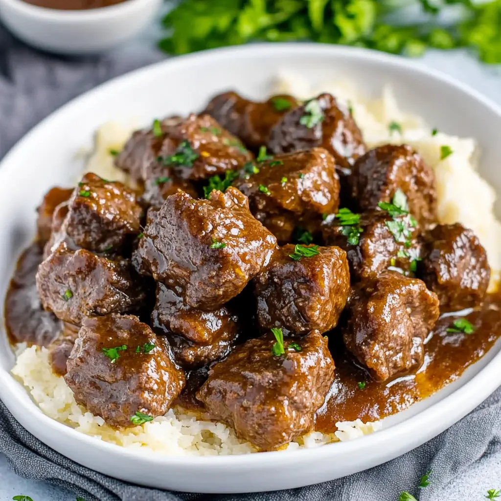 Easy Slow Cooker Garlic Butter Beef Bites
