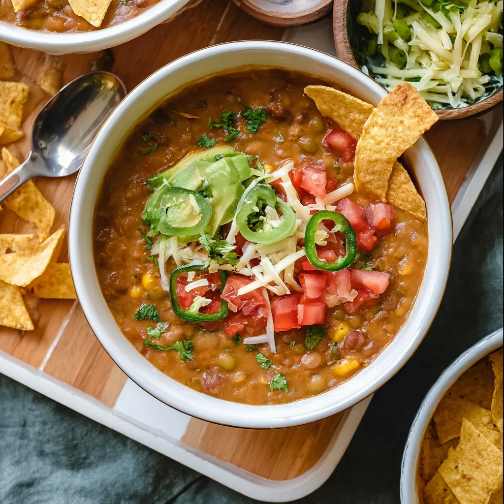 Lentil Tortilla Soup Vegan