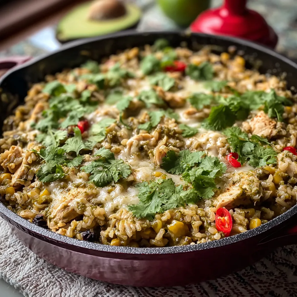 Salsa Verde Chicken and Rice Skillet