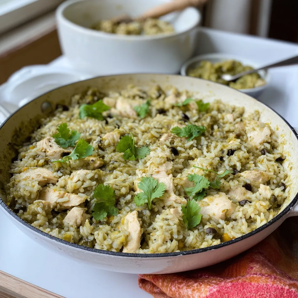 Salsa Verde Chicken and Rice Skillet