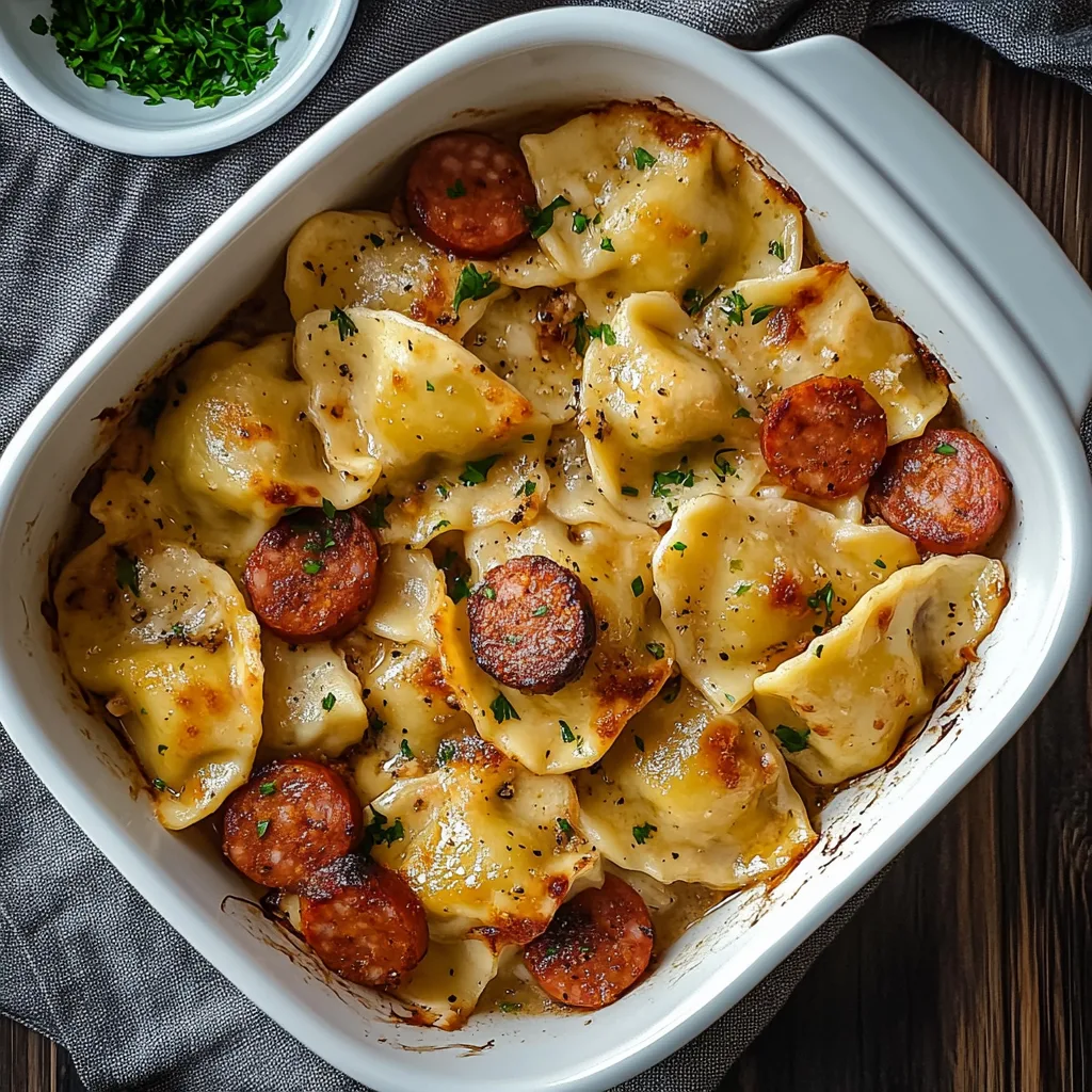 Slow Cooker Pierogi and Kielbasa Bake